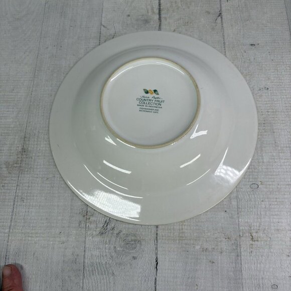 Vintage Julie Pople Avon COUNTRY FRUIT  Porcelain Large Rim Soup Bowls Set of 4 - Picture 5 of 16